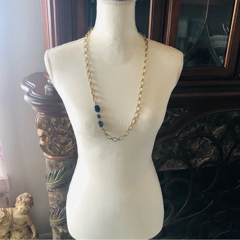 Handcrafted recycled material sodalite natural stone accent necklace